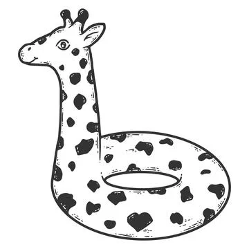 Giraffe shape swim ring. Sketch scratch board imitation coloring. Stock Illustration