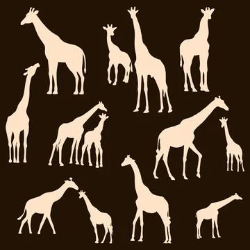 Giraffe Silhouette Set Illustrazione stock