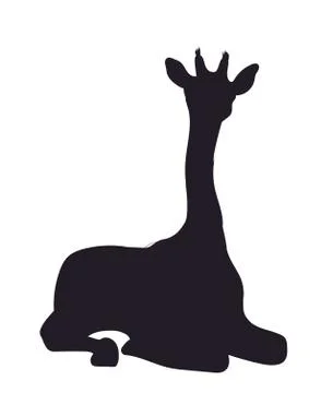 Giraffe sitting, silhouette, vector Stock Illustration