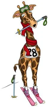 Giraffe Skier Stock Illustration