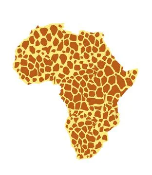 Giraffe skin pattern over map of Africa vector silhouette 스톡 일러스트