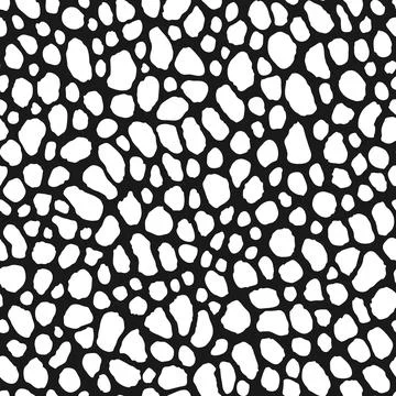 Giraffe skin seamless pattern, black and white repetitive background Illustrazione stock