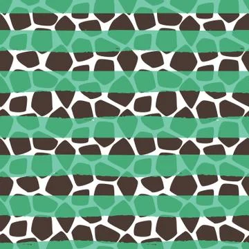 Giraffe skin vector seamless pattern. Animal texture stains with green strokes Stock Illustration