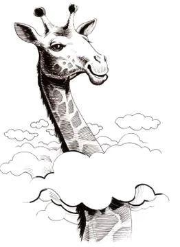 Giraffe in the sky Stock Illustration