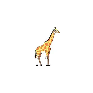 Giraffe standing flat vector illustration graphic Illustrazione stock