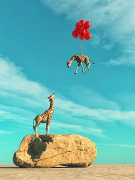 A giraffe standing on a large rock Stock Illustration