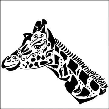 Giraffe tattoo for coloring, Stock Illustration