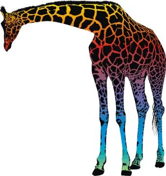 Giraffe - vector abstract rainbow Stock Illustration