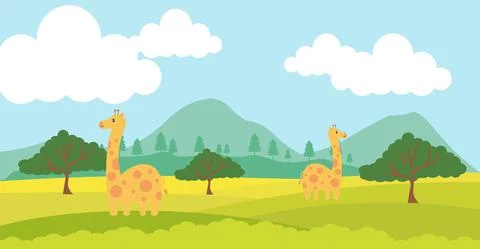 Giraffe Vector Cute Animals in Cartoon Style, Wild Animal, Designs for Baby c Stock Illustration