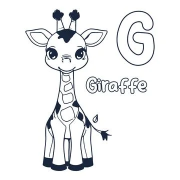 Giraffe vector illustration Black and white Giraffe alphabet coloring book .. Stock Illustration
