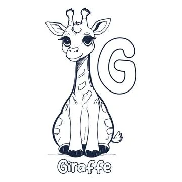 Giraffe vector illustration Black and white Giraffe alphabet coloring book .. Stock Illustration