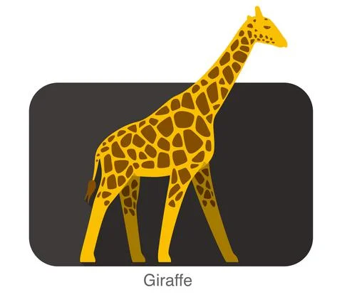 Giraffe walking flat icon design, vector illustration Stock Illustration