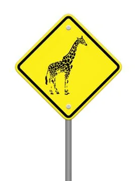 Giraffe warning sign on the road Stock Illustration