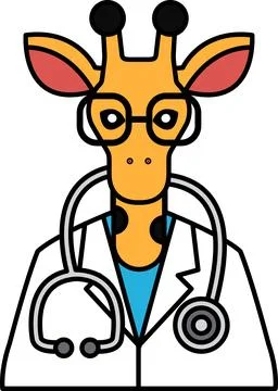 A giraffe wearing a white lab coat Stock Illustration