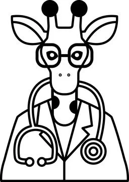A giraffe wearing a white lab coat Stock Illustration