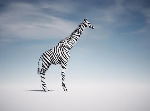 Giraffe with zebra skin. Stock Illustration