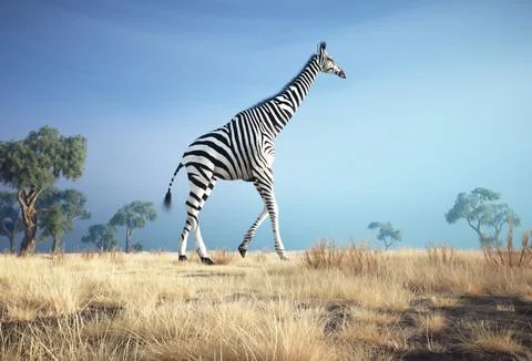 Giraffe with a zebra skin Stock-Illustration