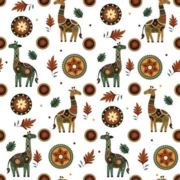Giraffes pattern on white background Stock Illustration
