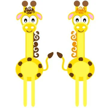 Giraffes on white background Stock Illustration