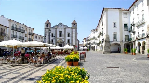 Giraldo square, Evora Stock Footage 27796804