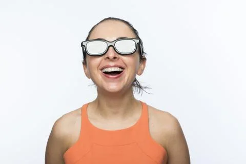 Girl with 3D glasses Stock Photos