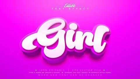 Girl 3D Text Effect Design Editable and Scalable Vector Graphic Style with .. 스톡 일러스트