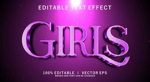 Girl 3d vector text effect with modern style design Stock Illustration