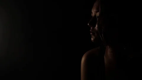 Girl alone in the dark Stock Footage 122357238