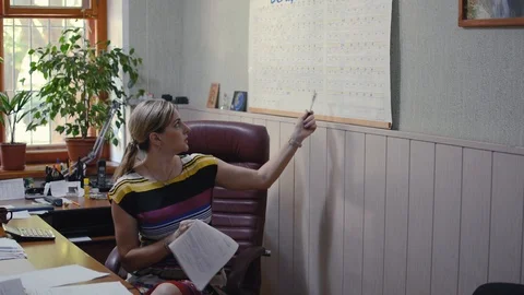 The girl analyzes the chart Stock Footage 109910937