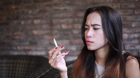 Girl and Cigarette Stock Footage 107600843