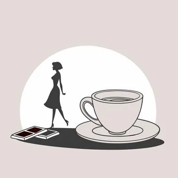 Girl and cup of coffee Stock Illustration