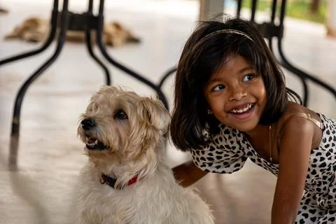 Girl and Dog Stock Photos