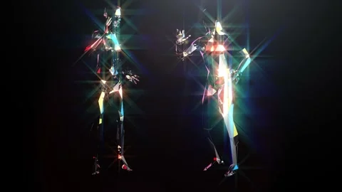 A Girl and Guy Dancing With Crystal look light rays Stock Footage 339858083