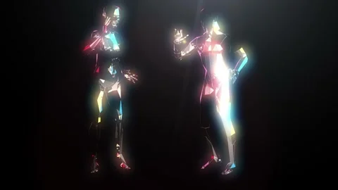 A Girl and Guy Dancing With Crystal look light rays Stock Footage 339858150
