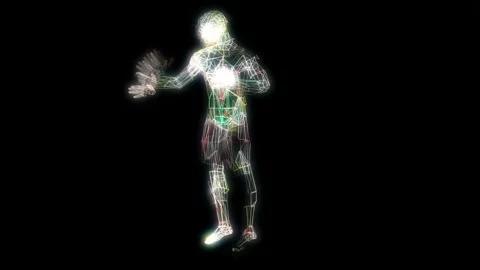 A Girl and Guy Dancing With Crystal look light rays Stock Footage 339858701