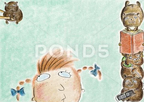 Girl and hamsters Stock Illustration