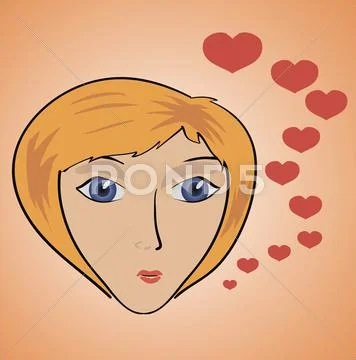 Girl and heart Stock Illustration