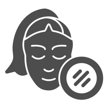 Girl and mirror solid icon. Girls face with mirror vector illustration isolated Illustration