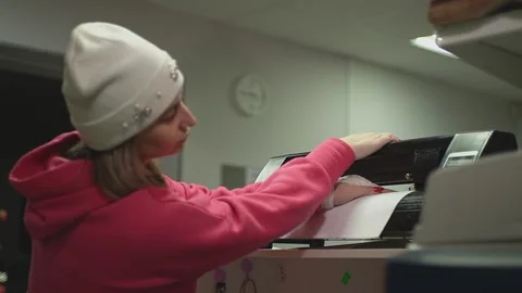 Girl and plotter Stock Footage 226338268