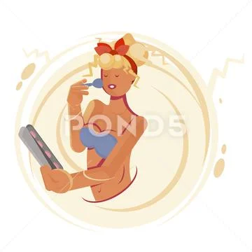 Girl applying make up illustration Stock Illustration