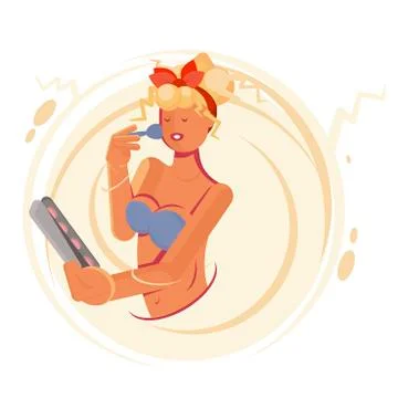 Girl applying make up illustration Stock Illustration