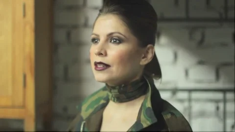 Girl in army uniform Stock Footage 73222298