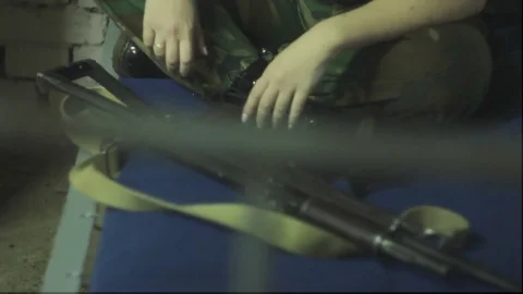 Girl in army uniform Stock Footage 73312261
