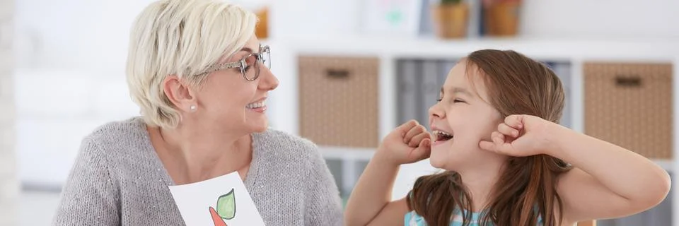 Girl with articulation problems Stock Photos