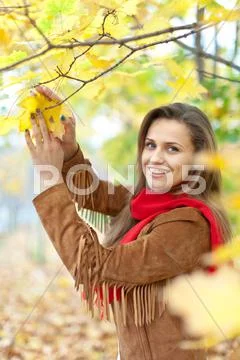 Girl in autumn park Stock Photos
