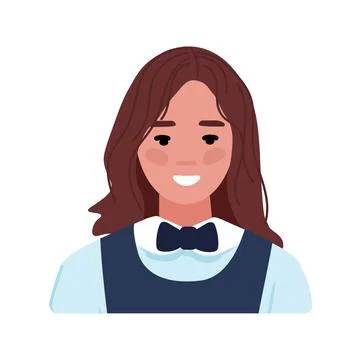 Girl avatar. Face of a student, schoolgirl. Isolated on a white background Stock Illustration