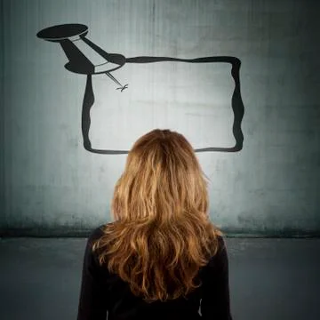 Girl with background and note Foto stock
