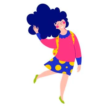 Girl with backpack, back to school, flat vector character illustration Stock Illustration