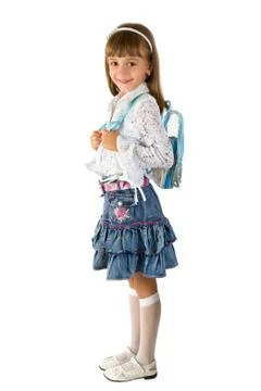 The girl with a backpack Stock Photos
