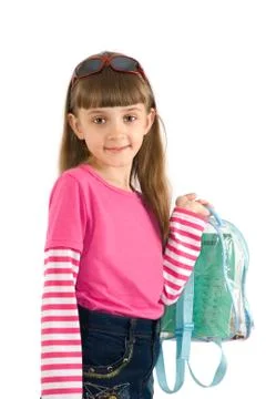 The girl with a backpack Stock Photos